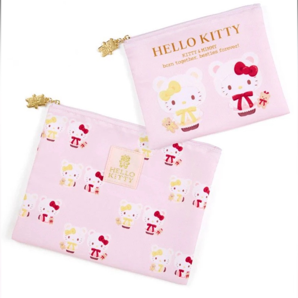 Hello Kitty and Mimmy Pink Pouch Set